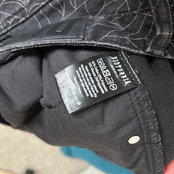 Disturbia Black Jeans Spider Web Design Size 6 Goth Tarantism - Picture 11 of 11